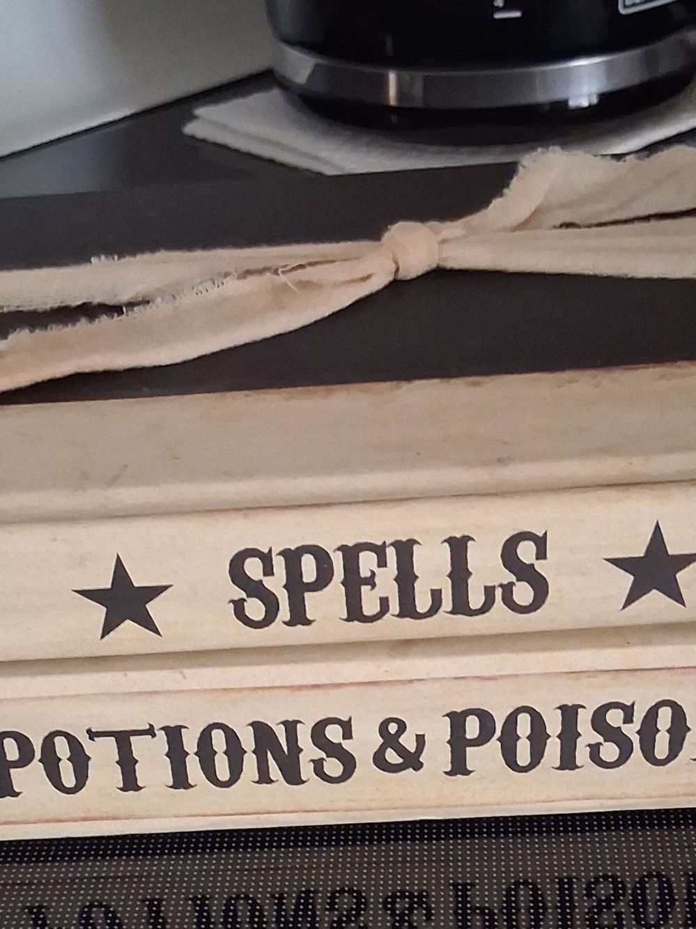 Decorative 'Spells' Wooden Storage Box in Cream